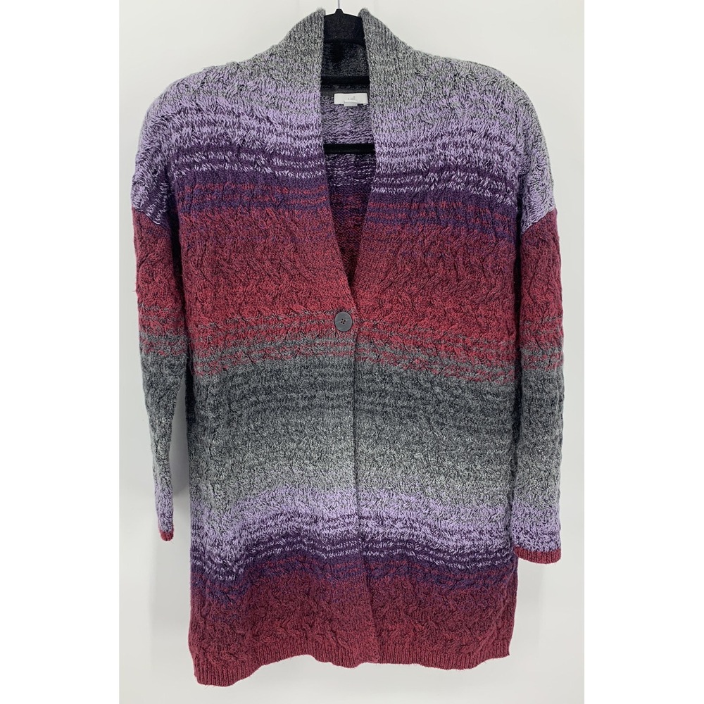 J.Jill Chunky Cable Knit Single Button Long Cardigan Sweater Size Small